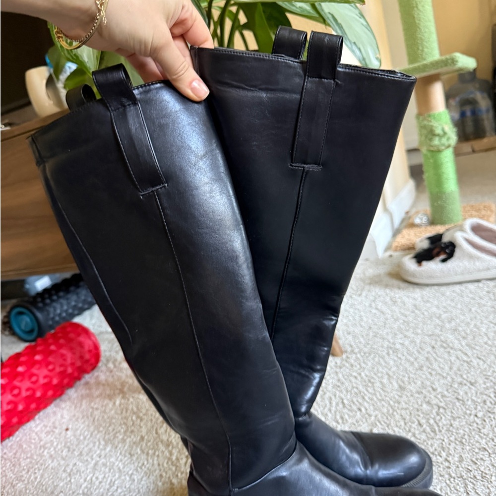 Zara Black Leather Tall Boots